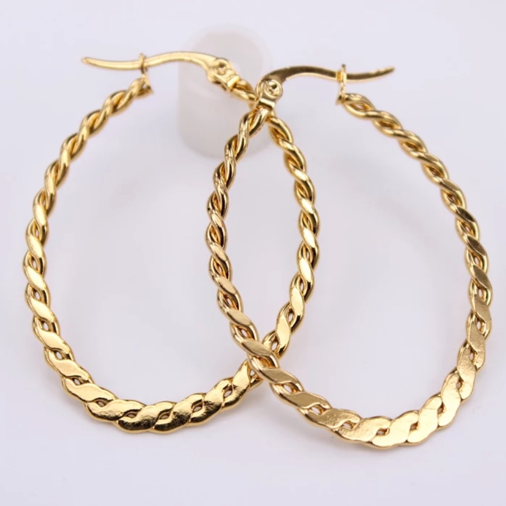 GOLD PLATED 40 mm TWISTED EARRINGS